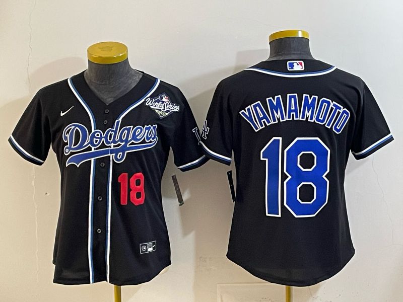 Youth 2026 Los Angeles Dodgers #18 Yamamoto Black Game Nike MLB Jersey style 006->youth mlb jersey->Youth Jersey